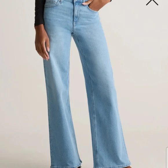Quince Light Blue Flare & Wide Leg Jeans - Picture 1 of 12
